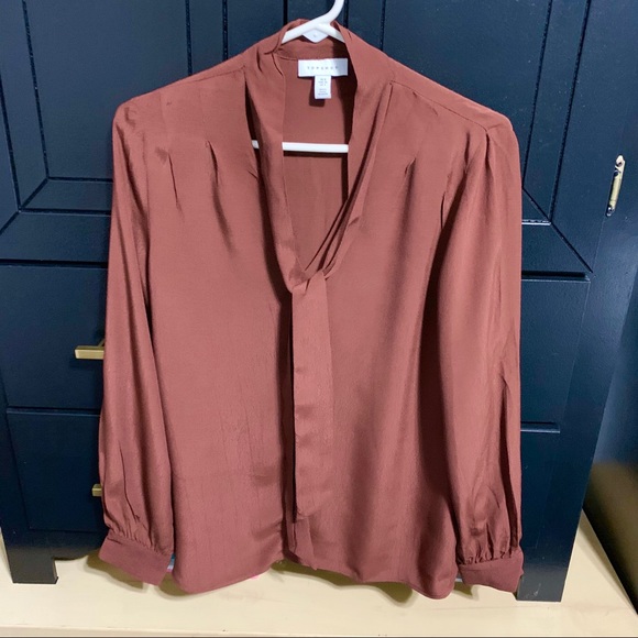 NWOT Topshop Rust/Burnt Orange Long sleeve Top - Picture 2 of 11
